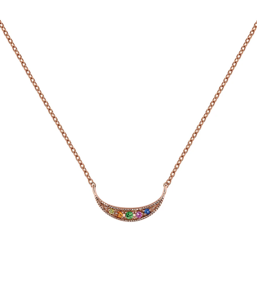 Collar medialuna piedras oro rosa 9 kt