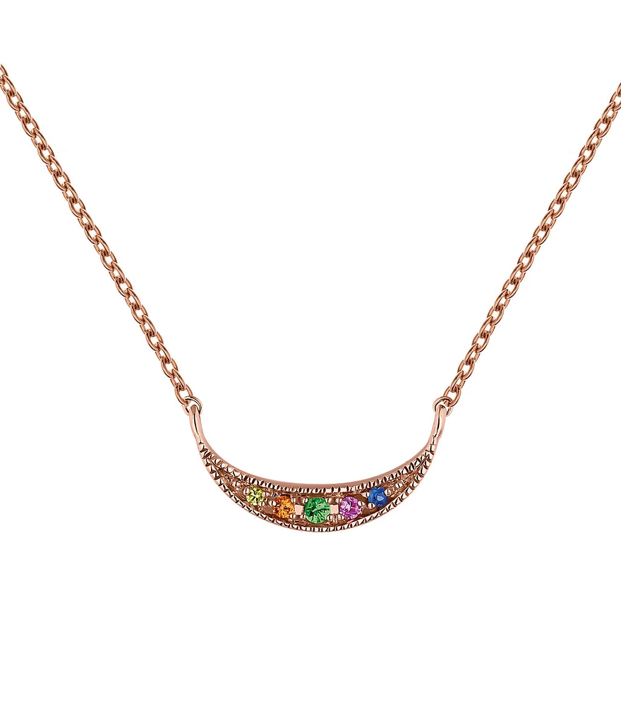 Collar medialuna piedras oro rosa 9 kt