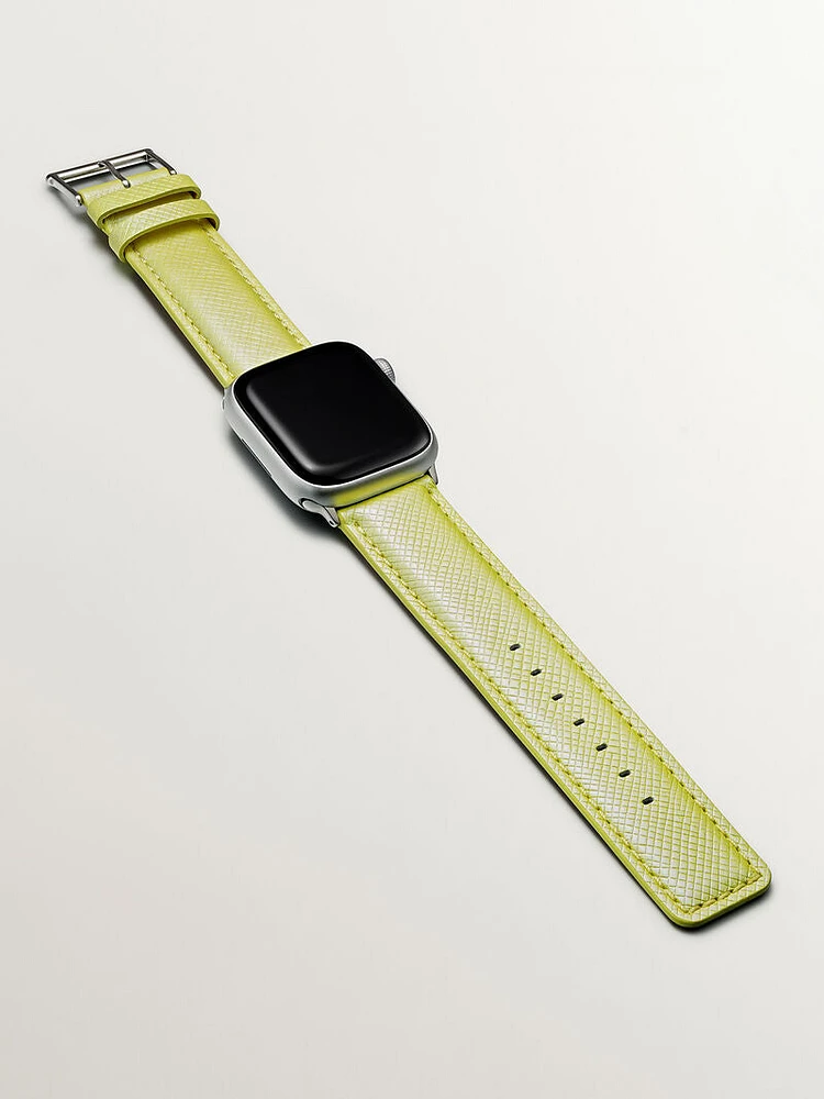 Correa Apple Watch cuero amarillo iridiscente