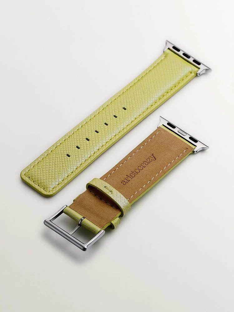 Correa Apple Watch cuero amarillo iridiscente