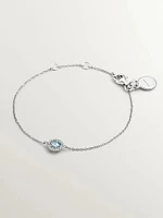 Pulsera topacio azul y diamantes plata