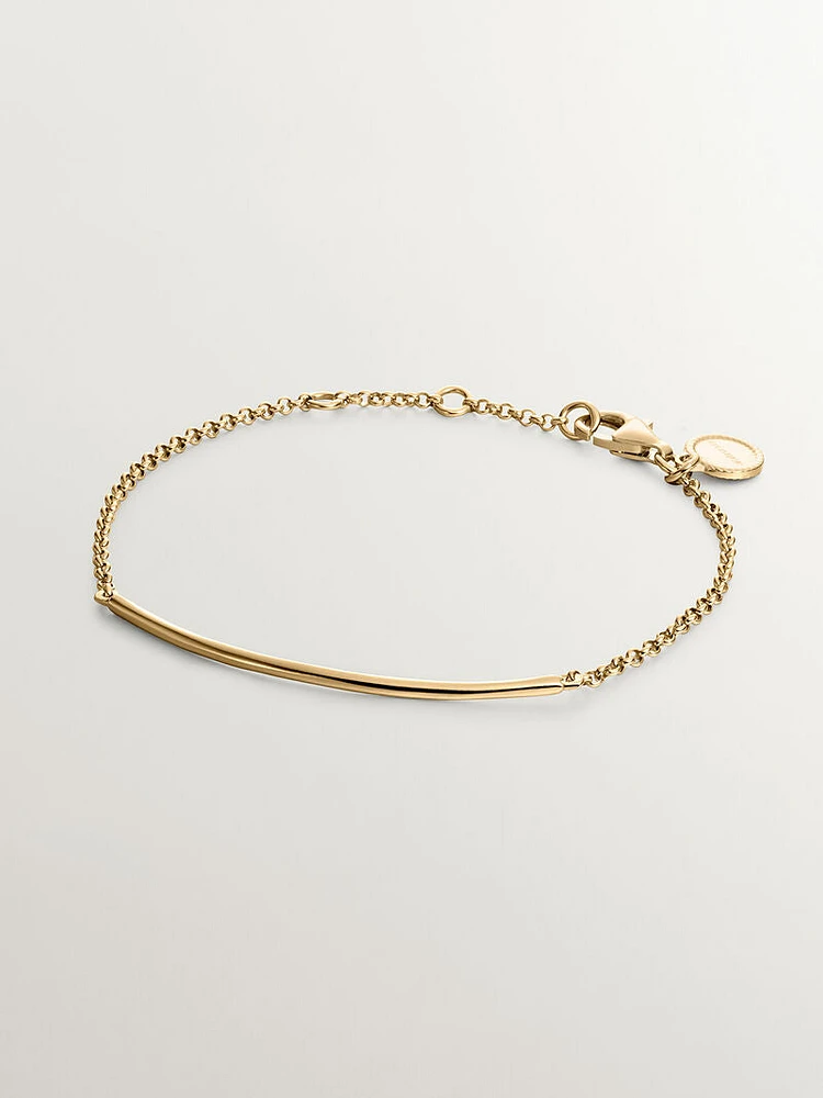 Pulsera tubo plata recubierta oro