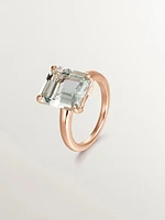 Anillo maxi cuarzo plata recubierta oro rosa - 11