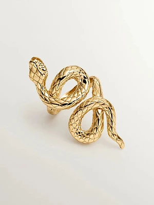 Anillo serpiente lanzadera plata recubierta oro - 9