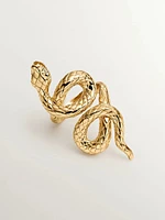 Anillo serpiente lanzadera plata recubierta oro - 9