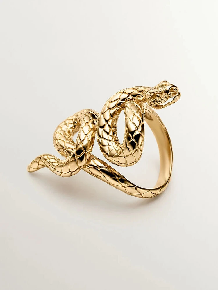 Anillo serpiente lanzadera plata recubierta oro - 9