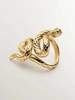 Anillo serpiente lanzadera plata recubierta oro - 9