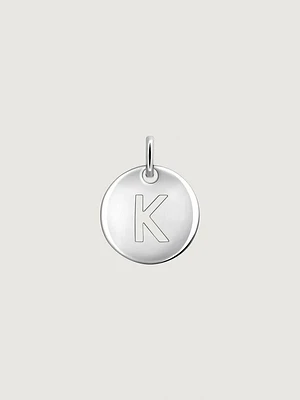 Charm medalla inicial K plata 