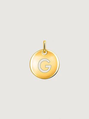 Charm medalla inicial G plata recubierta oro 