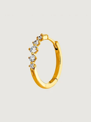 Pendiente aro cinco diamantes 0,071 ct oro amarillo