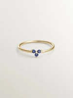 Anillo trébol zafiro azul oro 9 kt