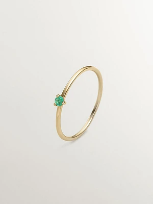 Anillo solitario esmeralda oro 9 kt