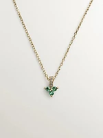 Colgante trébol esmeralda y diamante oro 9 kt