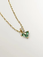 Colgante trébol esmeralda y diamante oro 9 kt