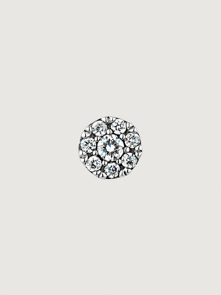 Pendiente roseta diamantes 0,06 ct oro blanco