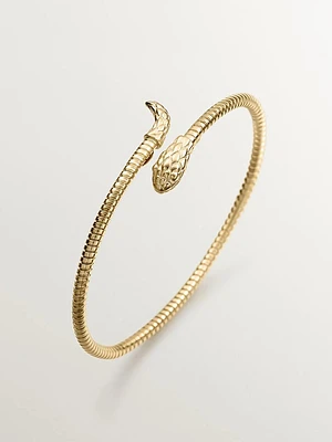 Pulsera serpiente fina tubogas plata recubierta oro