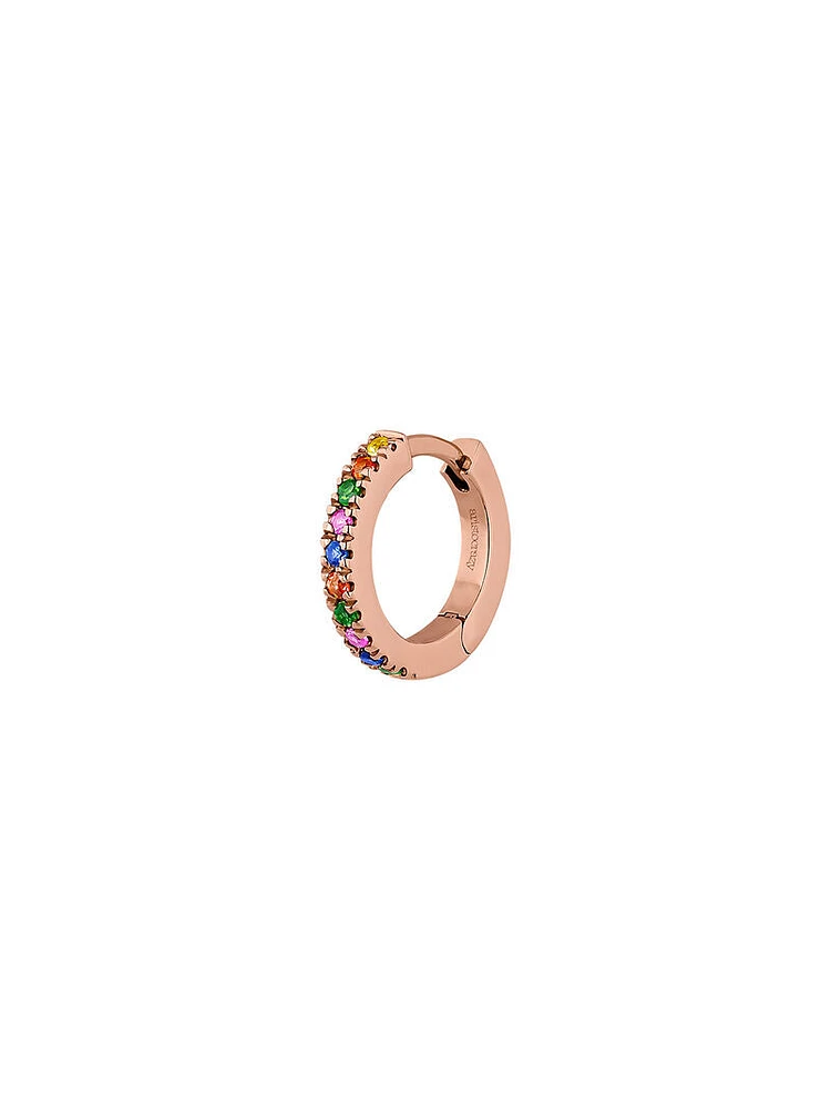 Pendiente aro piercing piedras de colores oro rosa 9 kt