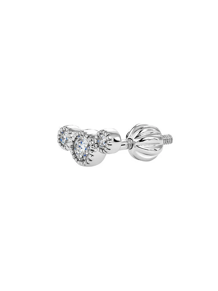 Piercing tres diamantes oro blanco 9kt