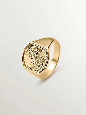 anillo sello paisaje de plata bañada en oro amarillo 18kt - 9