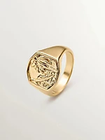 anillo sello paisaje de plata bañada en oro amarillo 18kt - 9