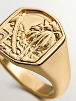 anillo sello paisaje de plata bañada en oro amarillo 18kt - 9