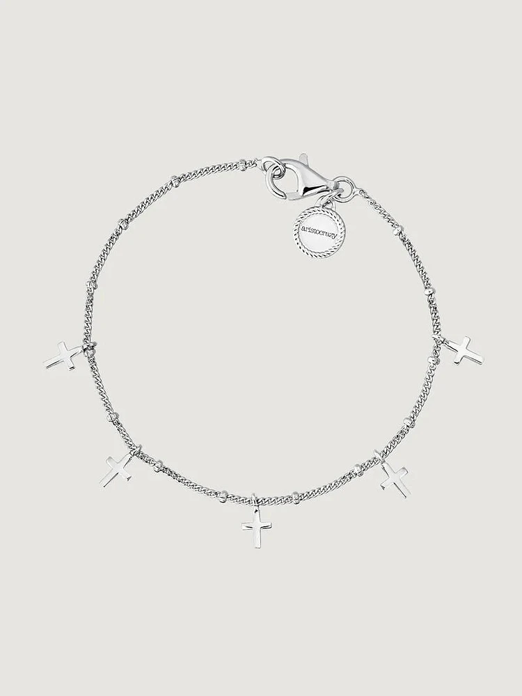 Pulsera multi cruces plata