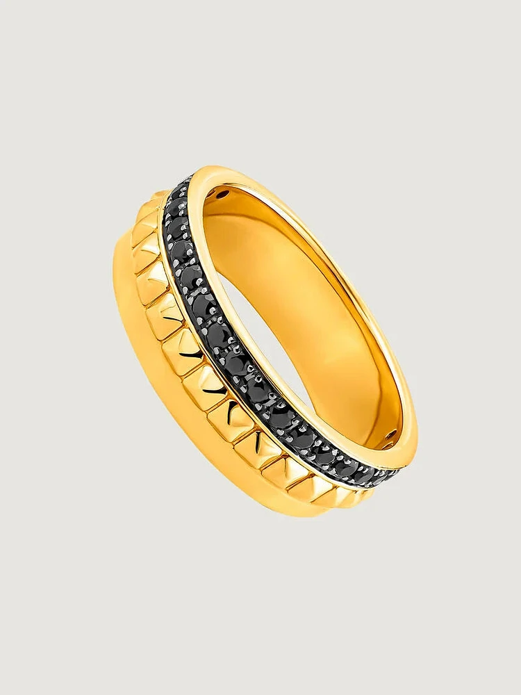 Anillo multibrazo relieve espinelas plata recubierta oro - 11