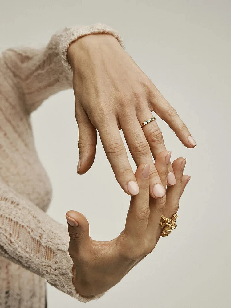 Anillo de colores plata bañada en oro 18kt con número cinco - 11