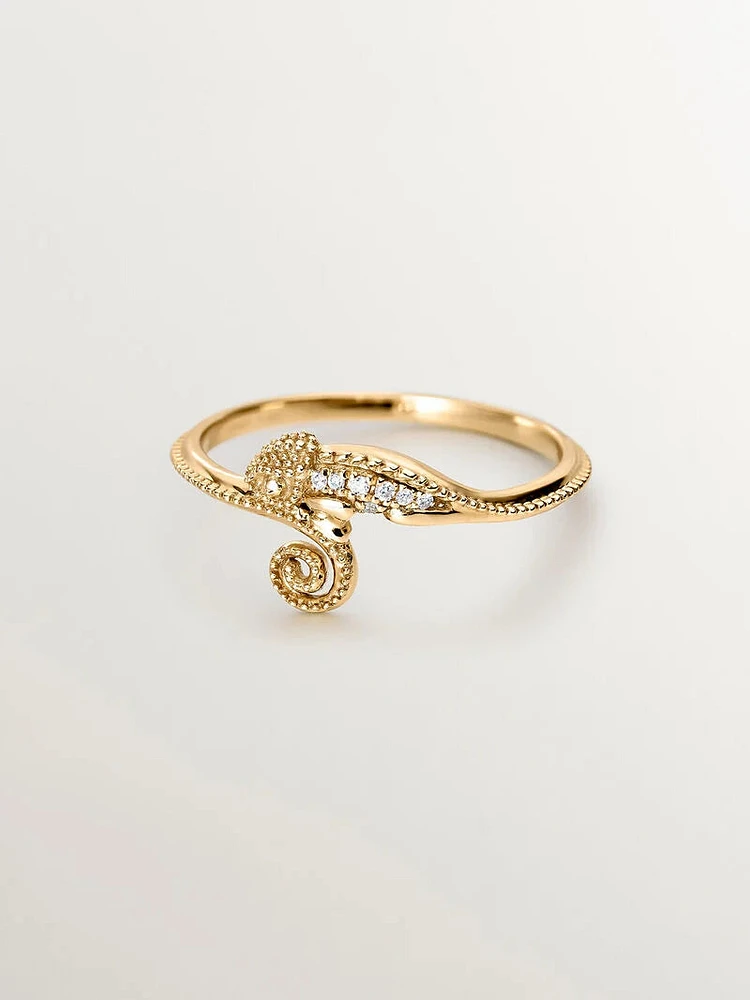 Anillo camaleón de oro amarillo 18kt con diamantes - 11