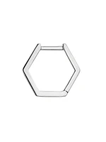 Pendiente individual de aro hexagonal de oro blanco de 9kt