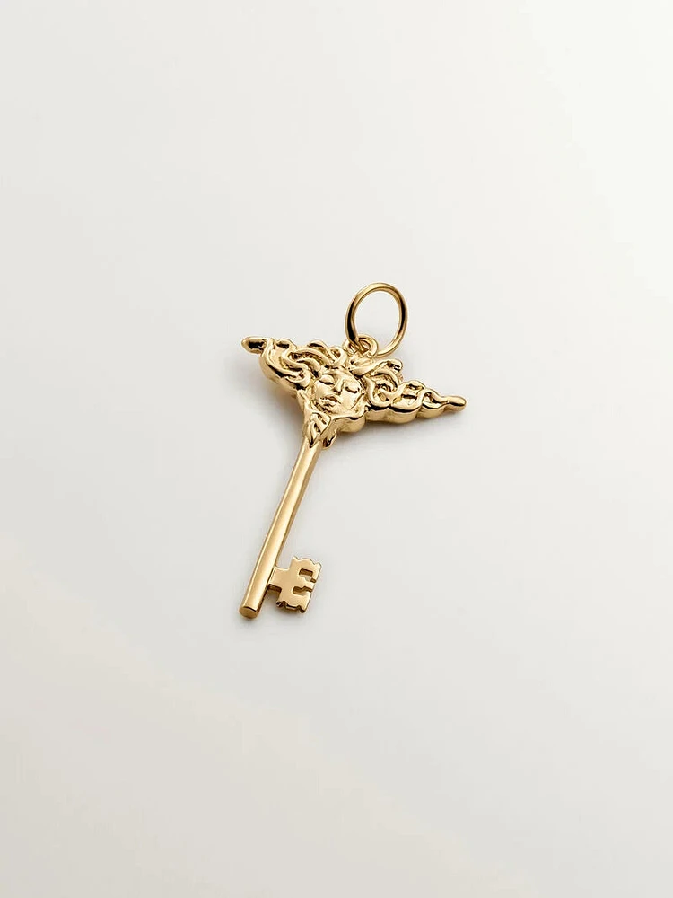 CHARM LLAVE DE PLATA BAÑADA EN ORO AMARILLO DE 18KT