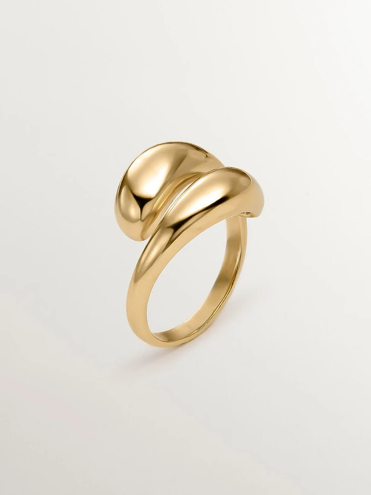 Anillo abombado espiral de plata bañada en oro amarillo 18kt - 13