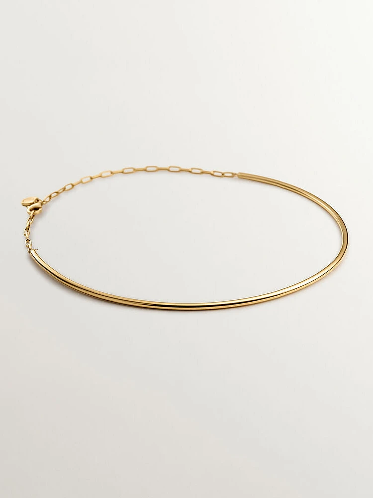 Choker liso de plata bañada en oro amarillo de 18kt