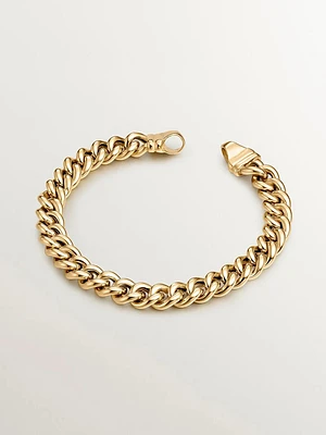 Pulsera de cadena eslabones barbados de plata bañada en oro amarillo de 18kt