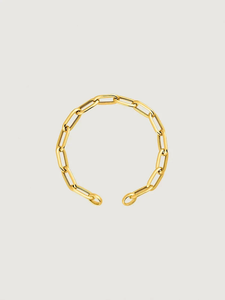 Pulsera de cadena eslabones forza rectangulares de plata bañada en oro amarillo de 18kt