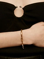 Pulsera de cadena eslabones forza rectangulares de plata bañada en oro amarillo de 18kt