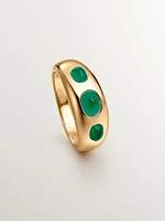 Anillo de plata 925 bañada en oro amarillo de 18K con calcedonia verde - 13