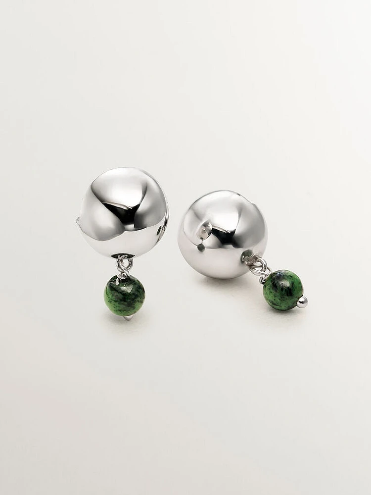 Pendientes de plata 925 con jaspe verde