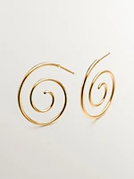 Pendientes en espiral de plata 925 bañada en oro amarillo de 18K