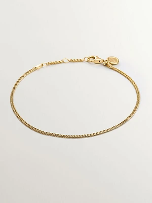 Pulsera tobillera de eslabones de plata 925 bañada en oro amarillo de 18K