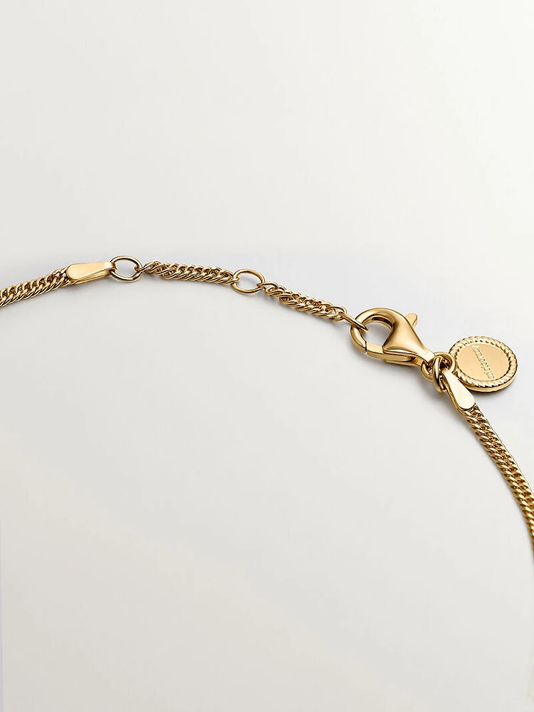 Pulsera tobillera de eslabones de plata 925 bañada en oro amarillo de 18K