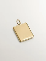 Charm de plata 925 bañada en oro amarillo de 18K con amatistas moradas y esmalte blanco