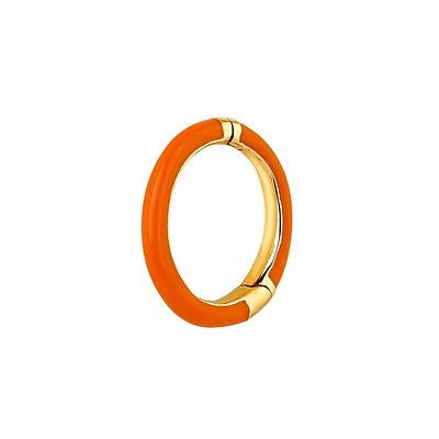 Pendiente aro esmalte naranja oro 9kt