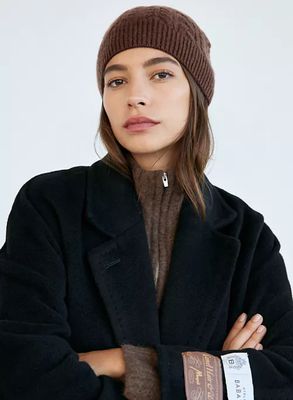 luxe cashmere cable knit beanie