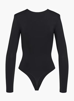 long sleeve shoulder pad bodysuit