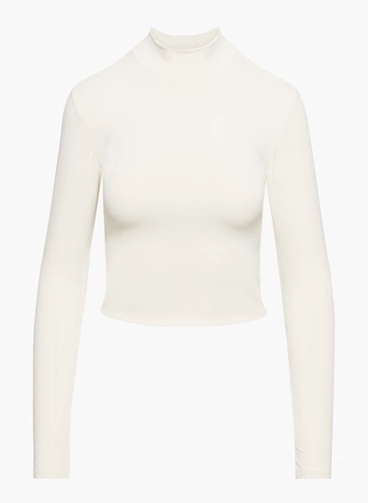 Babaton Women's Contour Mockneck Longsleeve Blouse in White Sand Size 2XS