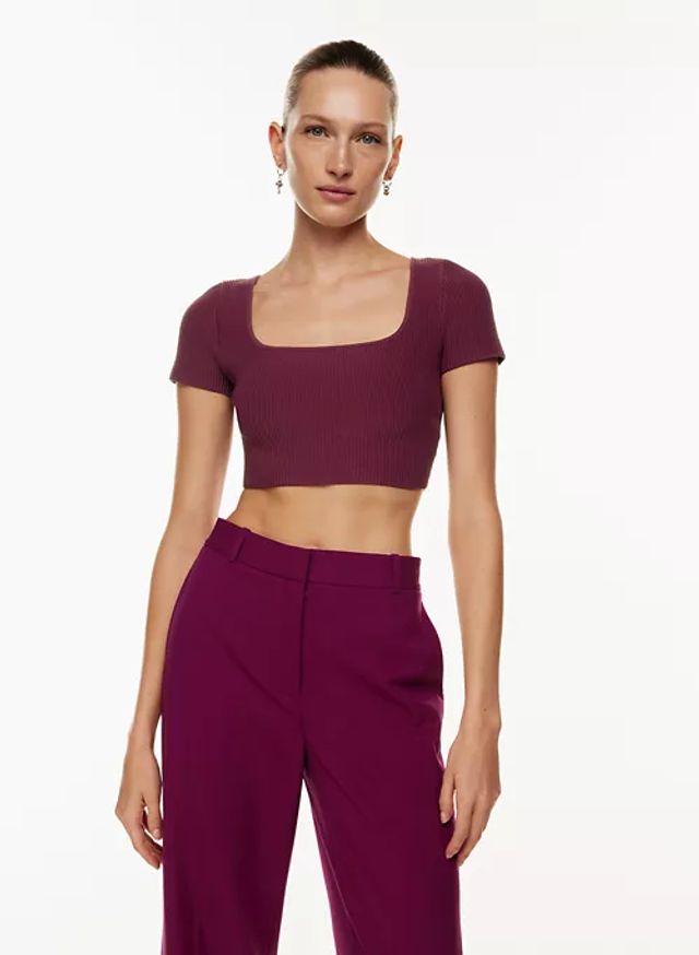 Fitted Square Neckline Stretch Knit Top (WKN626)
