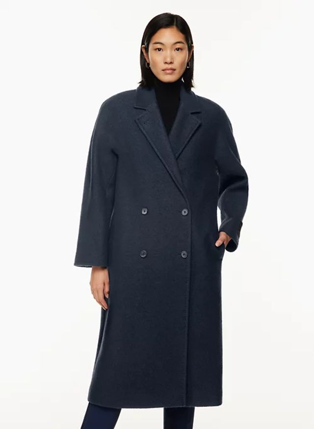 Lisa Navy Wool & Cashmere Swing Coat | SilkFred US