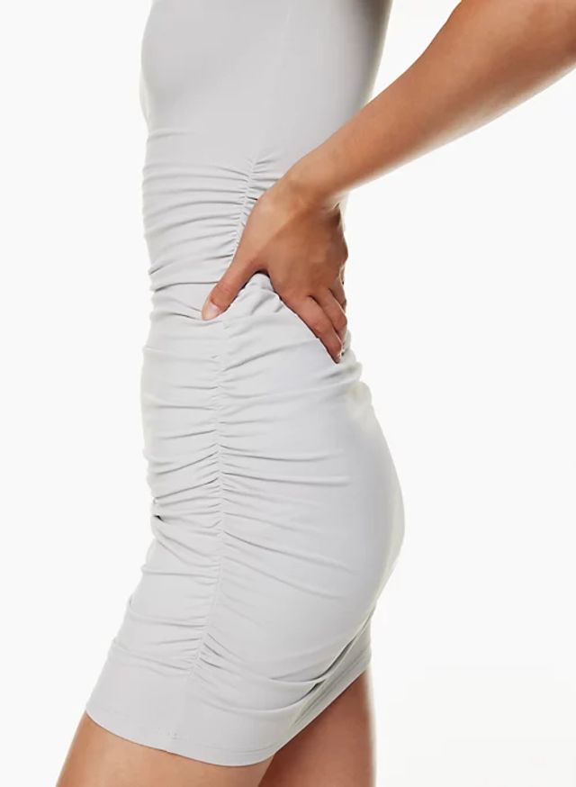 White Ruched Side Bodycon Dress