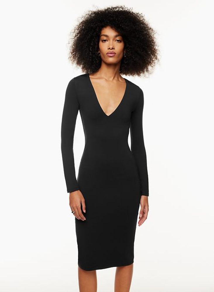 NEW EXPRESS Body Contour Long Sleeve Cutout Mini Dress, Black, Small
